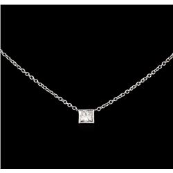 0.38 ctw Diamond Solitaire Necklace - 14KT White Gold