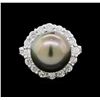 Image 2 : Pearl and Diamond Ring - 14KT White Gold