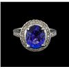 Image 2 : 3.65 ctw Tanzanite and Diamond Ring - 14KT White Gold