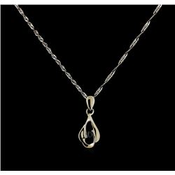 0.05 ctw Sapphire and Diamond Necklace - 18KT White Gold