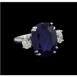 10.42 ctw Sapphire and Diamond Ring - 14KT White Gold