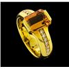 Image 4 : Imperial Topaz and Diamond Ring - 18KT Yellow Gold