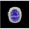 Image 2 : 15.06 ctw Tanzanite and Diamond Ring - 14KT White Gold