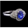 Image 1 : 1.40 ctw Tanzanite and Diamond Ring - 14KT White Gold