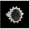Image 1 : 5.44 ctw Green Tourmaline and Diamond - Ring - 14KT White Gold