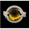 Image 2 : 8.40 ctw Yellow Topaz and Diamond Ring - 14KT White Gold
