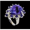 Image 4 : 16.06 ctw Tanzanite, Sapphire and Diamond Ring - 14KT White Gold