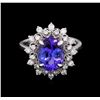 Image 2 : 3.57 ctw Tanzanite and Diamond Ring - 14KT White Gold