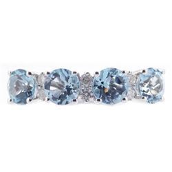 1.29 ctw Aquamarine and Diamond Ring - 14KT White Gold