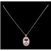 Image 1 : 28.74 ctw Kunzite and Diamond Pendant With Chain - 14KT Rose Gold