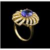 Image 4 : 3.76 ctw Tanzanite and Diamond Ring - 14KT Yellow Gold