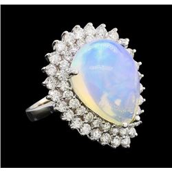 9.78 ctw Opal and Diamond Ring - 14KT White Gold