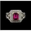 Image 2 : 2.00 ctw Pink Tourmaline and Diamond Ring - 14KT White Gold