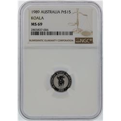 1989 NGC MS69 Australia $15 Koala Platinum Coin