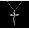 Image 2 : 1.23 ctw Diamond Cross Pin/Pendant with Chain - 18KT White Gold