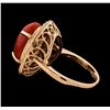 Image 3 : 6.04 ctw Coral and Diamond Ring - 14KT Rose Gold