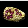 Image 1 : Ruby and Diamond Ring - 18KT Yellow Gold