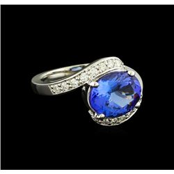 3.60 ctw Tanzanite and Diamond Ring - 14KT White Gold