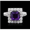 Image 2 : 14KT White Gold 2.00 ctw Amethyst and Diamond Ring