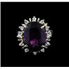 Image 2 : 7.77 ctw Amethyst and Diamond Ring - 14KT White Gold