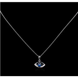 Evil Eye Pendant With Chain - 14KT White Gold