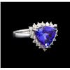 Image 1 : 14KT White Gold 3.44 ctw Tanzanite and Diamond Ring