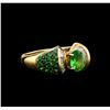 Image 1 : 1.57 ctw Tsavorite Garnet and Diamond Ring - 14KT Yellow Gold