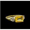 Image 1 : Citrine and Diamond Ring - 9KT Yellow Gold