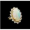 Image 1 : 17.70 ctw Opal and Diamond Ring - 14KT Yellow Gold