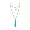 Image 1 : Leather Tassel Chain Necklace - Gold Plated