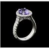 Image 3 : 3.57 ctw Tanzanite and Diamond Ring - 14KT White Gold