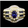 Image 1 : 1.40 ctw Sapphire and Diamond Ring - 18KT Yellow Gold