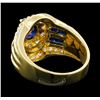 Image 2 : 1.40 ctw Sapphire and Diamond Ring - 18KT Yellow Gold