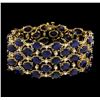 Image 1 : 96.01 ctw Sapphire and Diamond Bracelet - 14KT Yellow Gold
