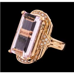 17.17 ctw Kunzite and Diamond Ring - 14KT Rose Gold