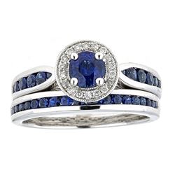 1.46 ctw Sapphire and Diamond Ring - 14KT White Gold