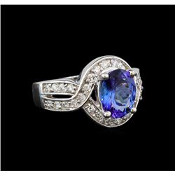 14KT White Gold 2.13 ctw Tanzanite and Diamond Ring