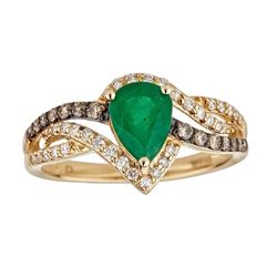 1.04 ctw Emerald and Diamond Ring - 14KT Yellow Gold