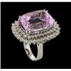 Image 4 : 32.78 ctw Kunzite and Diamond Ring - 14KT White Gold