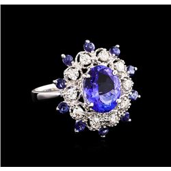 14KT White Gold 3.43 ctw Tanzanite and Diamond Ring