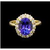 Image 2 : 14KT Yellow Gold 4.18 ctw Tanzanite and Diamond Ring