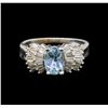 Image 2 : 14KT White Gold 1.17 ctw Aquamarine and Diamond Ring