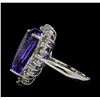 Image 3 : 12.46 ctw Tanzanite and Diamond Ring - 14KT White Gold
