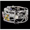 Image 2 : 9.92 ctw Sapphire and Diamond Bangle Bracelet - 14KT White Gold