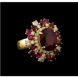 14KT Yellow Gold 10.52 ctw Ruby and Diamond Ring