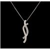 Image 1 : 0.13 ctw Diamond Pendant With Chain - 14KT White Gold