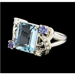 4.02 ctw Aquamarine and Diamond Ring - Platinum