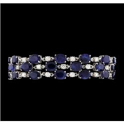 55.52 ctw Sapphire and Diamond Bracelet - 14KT White Gold