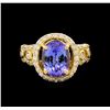 Image 2 : 14KT Yellow Gold 3.43 ctw Tanzanite and Diamond Ring