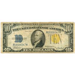 1934 $10 Fine North Africa Silver Certificate Currency